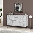 HABITAT ET JARDIN - Buffet en bois "Dune" - 123 x 35 x 62 cm - Blanc marbré - vignette