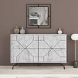 HABITAT ET JARDIN - Buffet en bois "Dune" - 123 x 35 x 62 cm - Blanc marbré - vignette