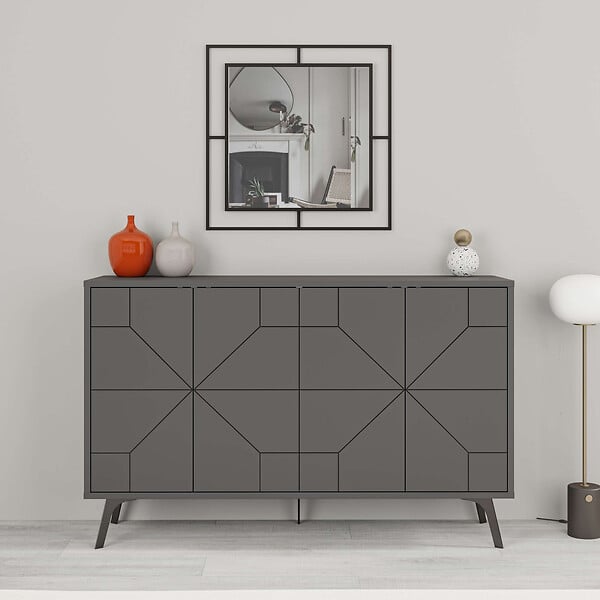 HABITAT ET JARDIN - Buffet en bois "Dune" - 123 x 35 x 62 cm - Gris anthracite - large