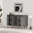 HABITAT ET JARDIN - Buffet en bois "Dune" - 123 x 35 x 62 cm - Gris anthracite - vignette