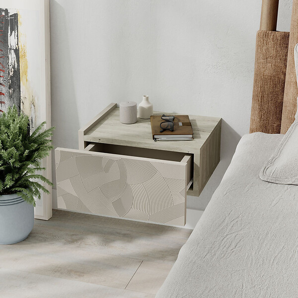 HABITAT ET JARDIN - Table de chevet en bois "Onda" - 38 x 31 x 18 cm - Beige - large