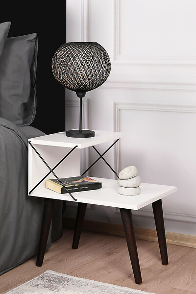 HABITAT ET JARDIN - Table de chevet en bois "Cross" 50 x 40 x 55 cm - Blanc - large