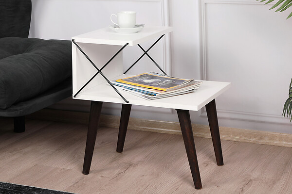 HABITAT ET JARDIN - Table de chevet en bois "Cross" 50 x 40 x 55 cm - Blanc - large