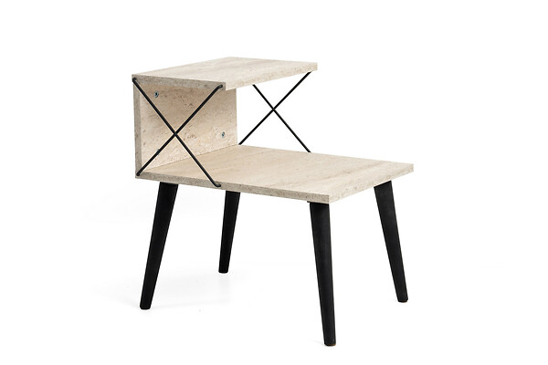 HABITAT ET JARDIN - Table de chevet en bois "Cross" 50 x 40 x 55 cm - Travertin - large