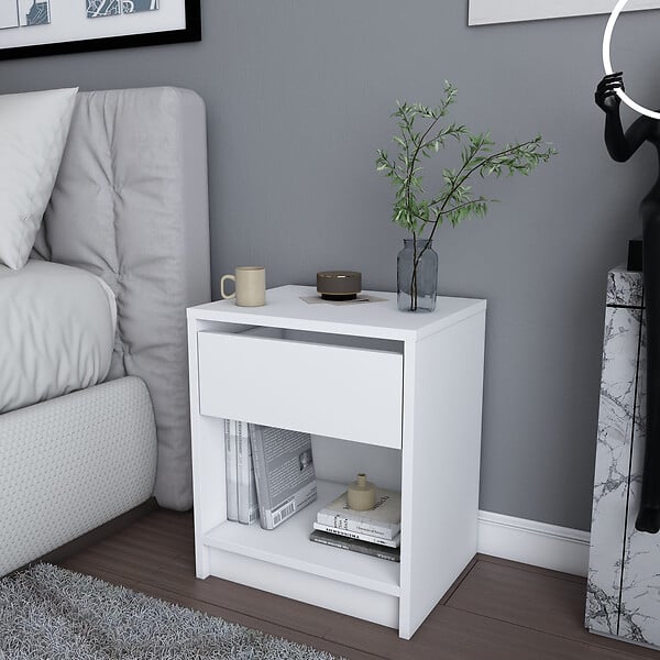 HABITAT ET JARDIN - Table de chevet en bois "Sheridan" - 45 x 40 x 53 cm - Blanc - large