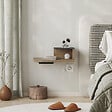 HABITAT ET JARDIN - Table de chevet avec ampoule en bois "Luno" - 40 x 30 x 16 cm - Marron - vignette