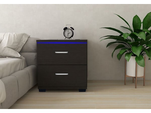 HABITAT ET JARDIN - Chevet LED "Karina" - 41 x 38 x 41.5 cm - Noir - large