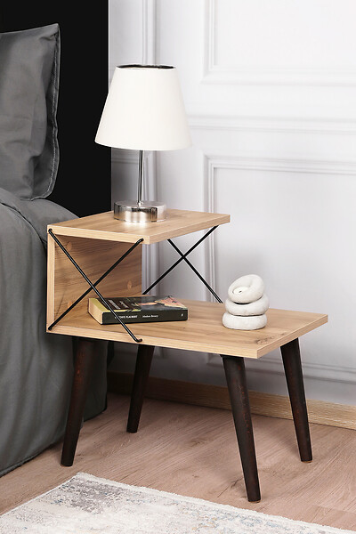 HABITAT ET JARDIN - Table de chevet en bois "Cross" 50 x 40 x 55 cm - Pin - large