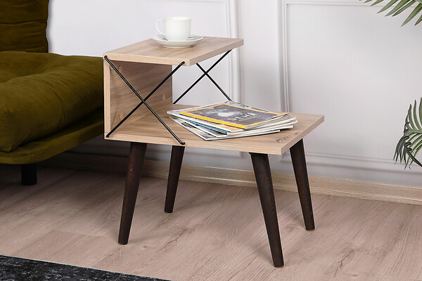 HABITAT ET JARDIN - Table de chevet en bois "Cross" 50 x 40 x 55 cm - Pin - large