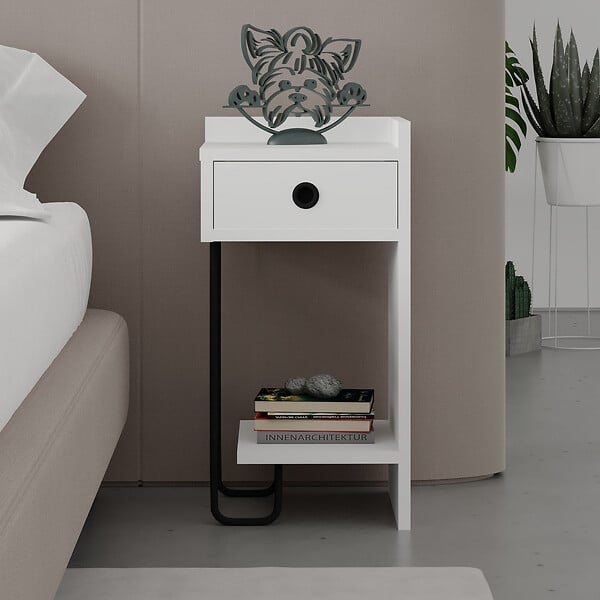 HABITAT ET JARDIN - Table de chevet droite en bois "Sirius" - 32 x 30 x 61 cm - Blanc - large