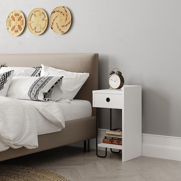 HABITAT ET JARDIN - Table de chevet droite en bois "Sirius" - 32 x 30 x 61 cm - Blanc - large