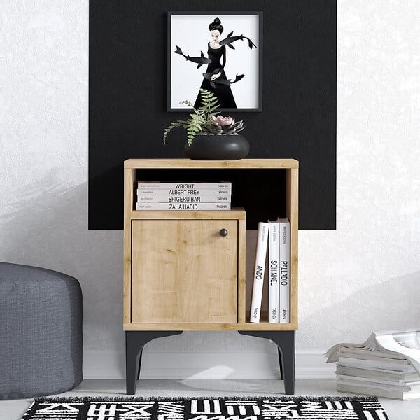 HABITAT ET JARDIN - Table de chevet en bois "Nuno" - 40 x 35 x 55 cm - Beige - large