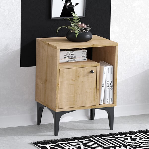 HABITAT ET JARDIN - Table de chevet en bois "Nuno" - 40 x 35 x 55 cm - Beige - large