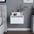 HABITAT ET JARDIN - Table de chevet murale en bois "Alice" - 40 x 32 x 35 cm - Blanc - vignette