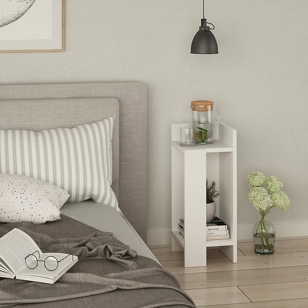 HABITAT ET JARDIN - Table de chevet en bois "Elos Right" - 25 x 27 x 60 cm - Blanc - large