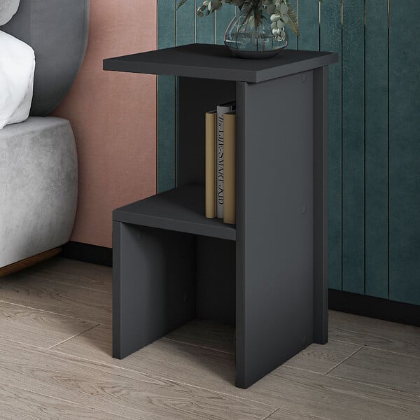 HABITAT ET JARDIN - Table de chevet en bois "Roisin" - 30 x 30 x 50 cm - Gris anthracite - large