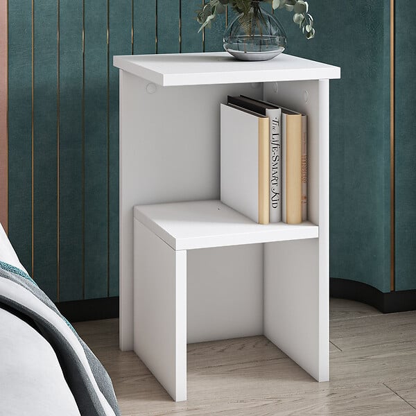 HABITAT ET JARDIN - Table de chevet en bois "Roisin" - 30 x 30 x 50 cm - Blanc - large
