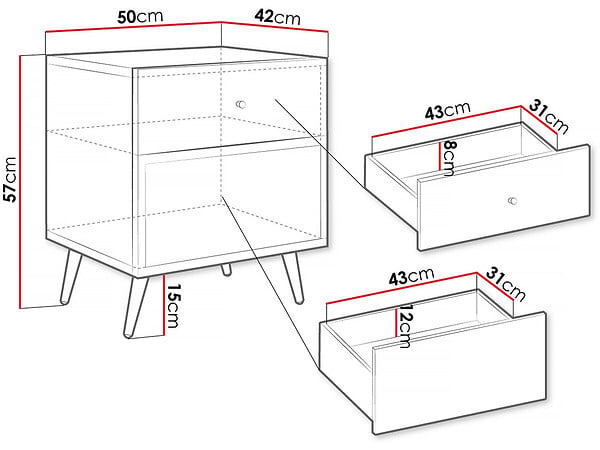HABITAT ET JARDIN - Table de chevet "Temerra " 50 x 42 x 57 cm - Noir - large