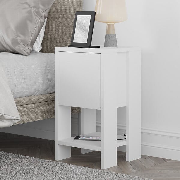 HABITAT ET JARDIN - Table de chevet en bois "Ema" 30 x 30 x 55 cm - Blanc - large