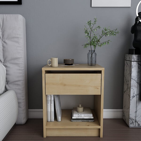 HABITAT ET JARDIN - Table de chevet en bois "Sheridan" - 45 x 40 x 53 cm - Beige - large