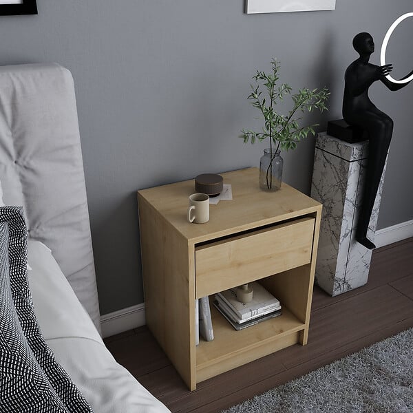 HABITAT ET JARDIN - Table de chevet en bois "Sheridan" - 45 x 40 x 53 cm - Beige - large