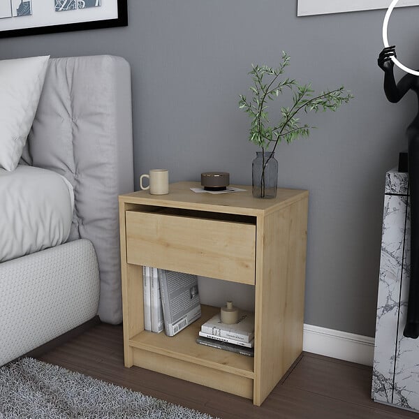 HABITAT ET JARDIN - Table de chevet en bois "Sheridan" - 45 x 40 x 53 cm - Beige - large