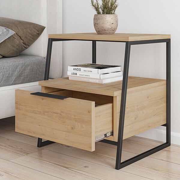 HABITAT ET JARDIN - Table de chevet en bois "Pal" - 45 x 40 x 50 cm - Beige - large