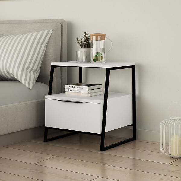 HABITAT ET JARDIN - Table de chevet en bois "Pal" - 45 x 40 x 50 cm - Blanc - large