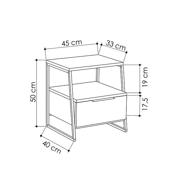 HABITAT ET JARDIN - Table de chevet en bois "Pal" - 45 x 40 x 50 cm - Blanc - large