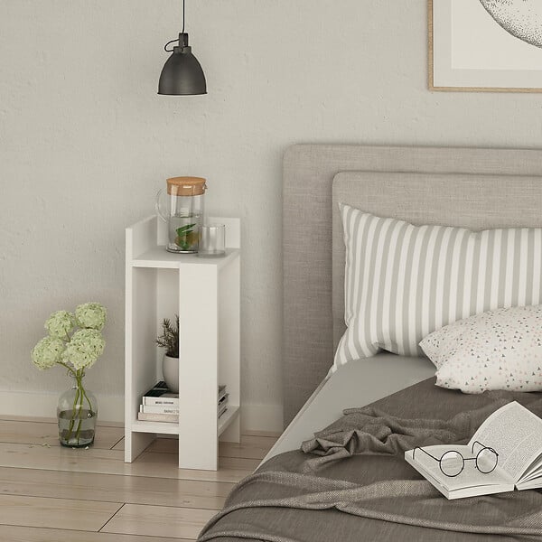 HABITAT ET JARDIN - Table de chevet en bois "Elos Left" - 25 x 27 x 60 cm - Blanc - large