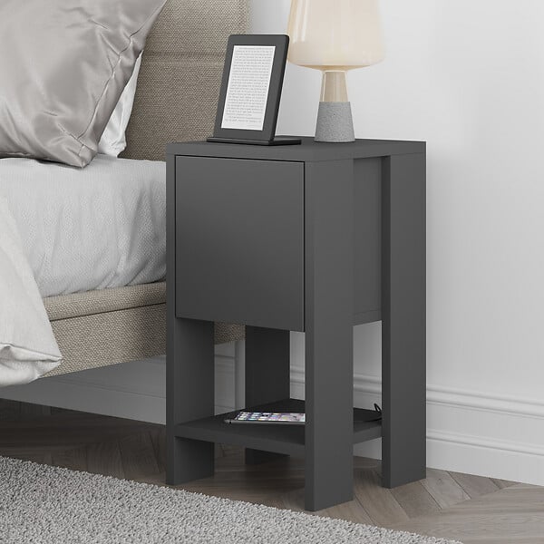 HABITAT ET JARDIN - Table de chevet en bois "Ema" 30 x 30 x 55 cm - Anthracite - large