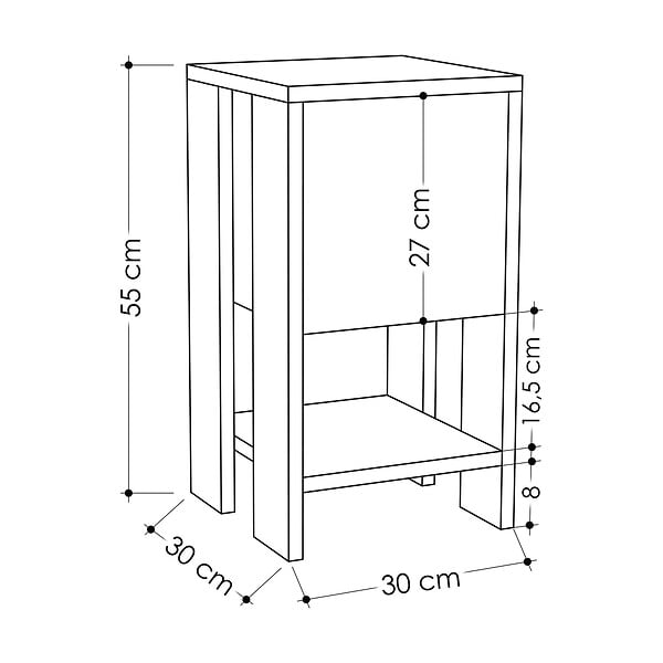 HABITAT ET JARDIN - Table de chevet en bois "Ema" 30 x 30 x 55 cm - Anthracite - large