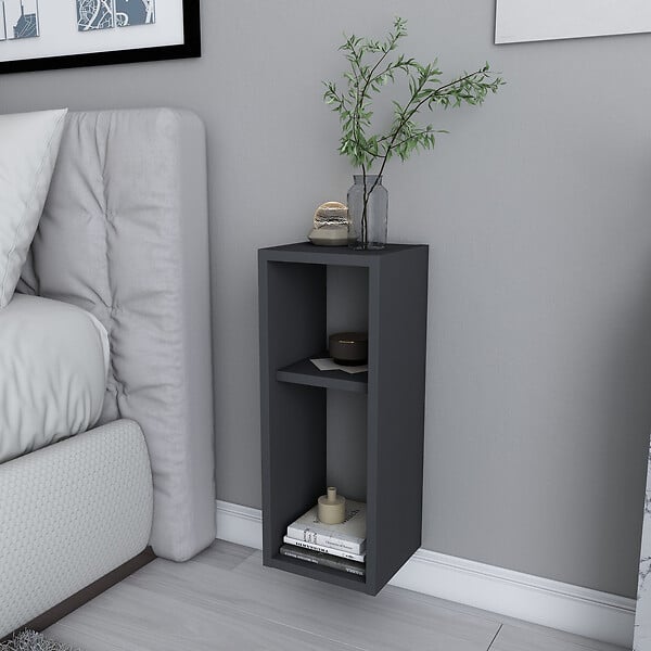 HABITAT ET JARDIN - Table de chevet en bois "Sault" - 23 x 22 x 60 cm - Gris anthracite - large
