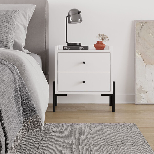 HABITAT ET JARDIN - Table de chevet en bois "Malta" - 45 x 35 x 52 cm - Blanc - large