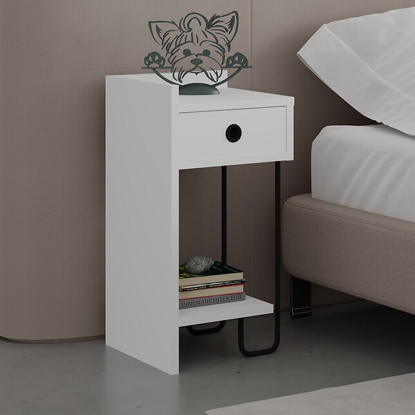 HABITAT ET JARDIN - Table de chevet en bois "Sirius" - 32 x 30 x 61 cm - Blanc - large