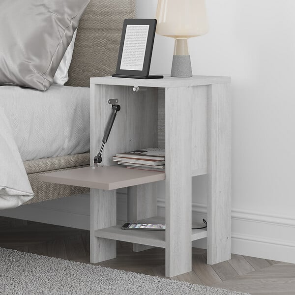 HABITAT ET JARDIN - Table de chevet en bois "Ema" 30 x 30 x 55 cm - Blanc - large