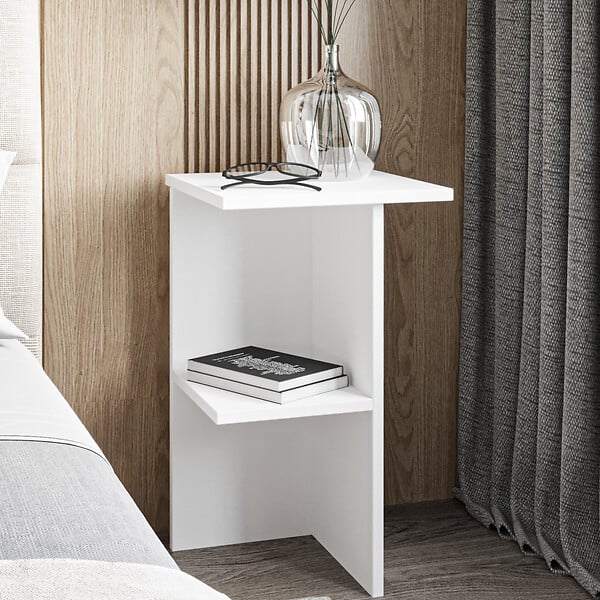 HABITAT ET JARDIN - Table de chevet en bois "Leray" - 36 x 36 x 60 cm - Blanc - large