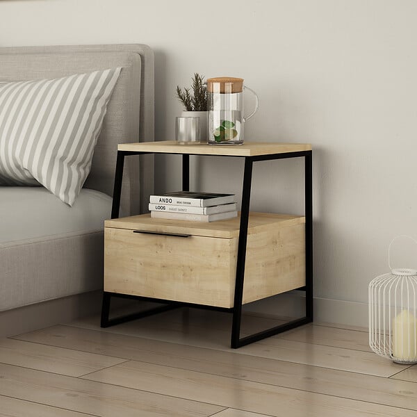 HABITAT ET JARDIN - Table de chevet en bois "Pal" 45 x 40 x 50 cm - Chêne - large