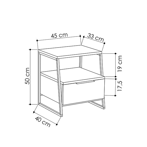 HABITAT ET JARDIN - Table de chevet en bois "Pal" 45 x 40 x 50 cm - Chêne - large
