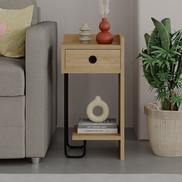 HABITAT ET JARDIN - Table de chevet en bois "Sirius" 32 x 30 x 61 cm - Chêne - large