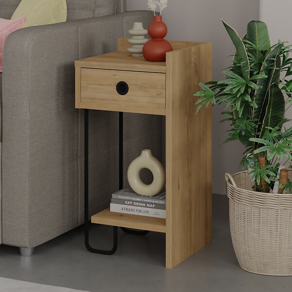 HABITAT ET JARDIN - Table de chevet en bois "Sirius" 32 x 30 x 61 cm - Chêne - large