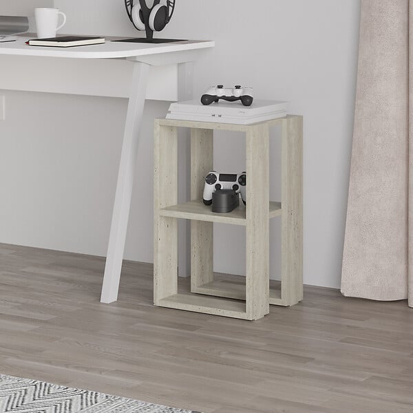 HABITAT ET JARDIN - Table de chevet en bois "Lonie" 30 x 30 x 55 cm - Travertin - large