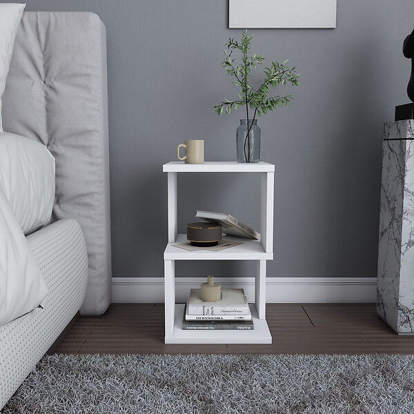 HABITAT ET JARDIN - Table de chevet en bois "Carter" - 30 x 30 x 49 cm - Blanc - large