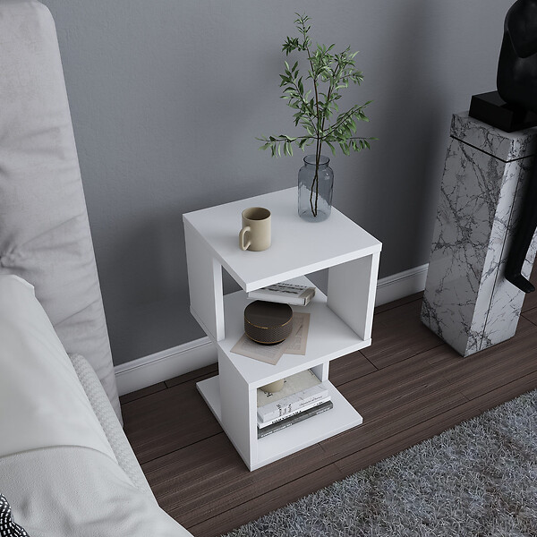 HABITAT ET JARDIN - Table de chevet en bois "Carter" - 30 x 30 x 49 cm - Blanc - large