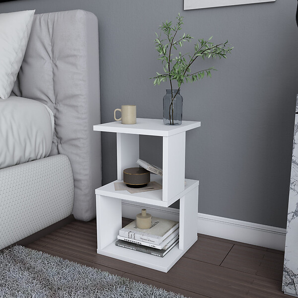 HABITAT ET JARDIN - Table de chevet en bois "Carter" - 30 x 30 x 49 cm - Blanc - large