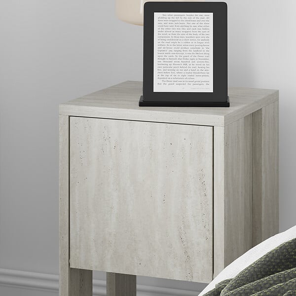 HABITAT ET JARDIN - Table de chevet en bois "Ema" - 30 x 30 x 55 cm - Travertin - large