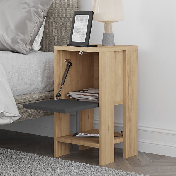 HABITAT ET JARDIN - Table de chevet en bois "Ema" 30 x 30 x 55 cm - Chêne - large