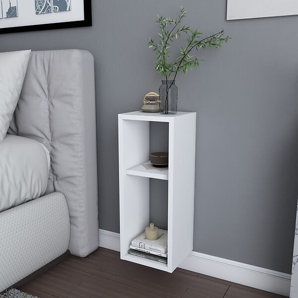 HABITAT ET JARDIN - Table de chevet en bois "Sault" - 23 x 22 x 60 cm - Blanc - large