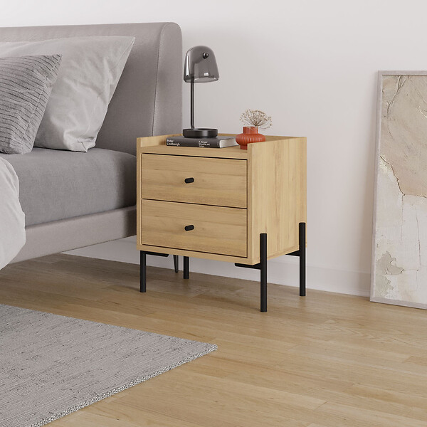 HABITAT ET JARDIN - Table de chevet en bois "Malta" - 45 x 35 x 52 cm - Marron clair - large