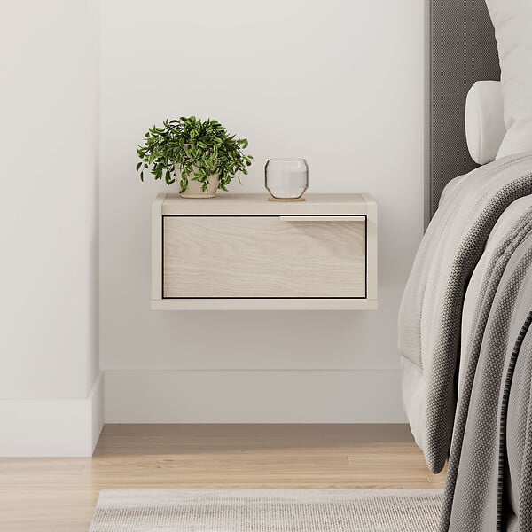 HABITAT ET JARDIN - Table de chevet murale en bois "Eco" - 40 x 30 x 19 cm - Grès - large